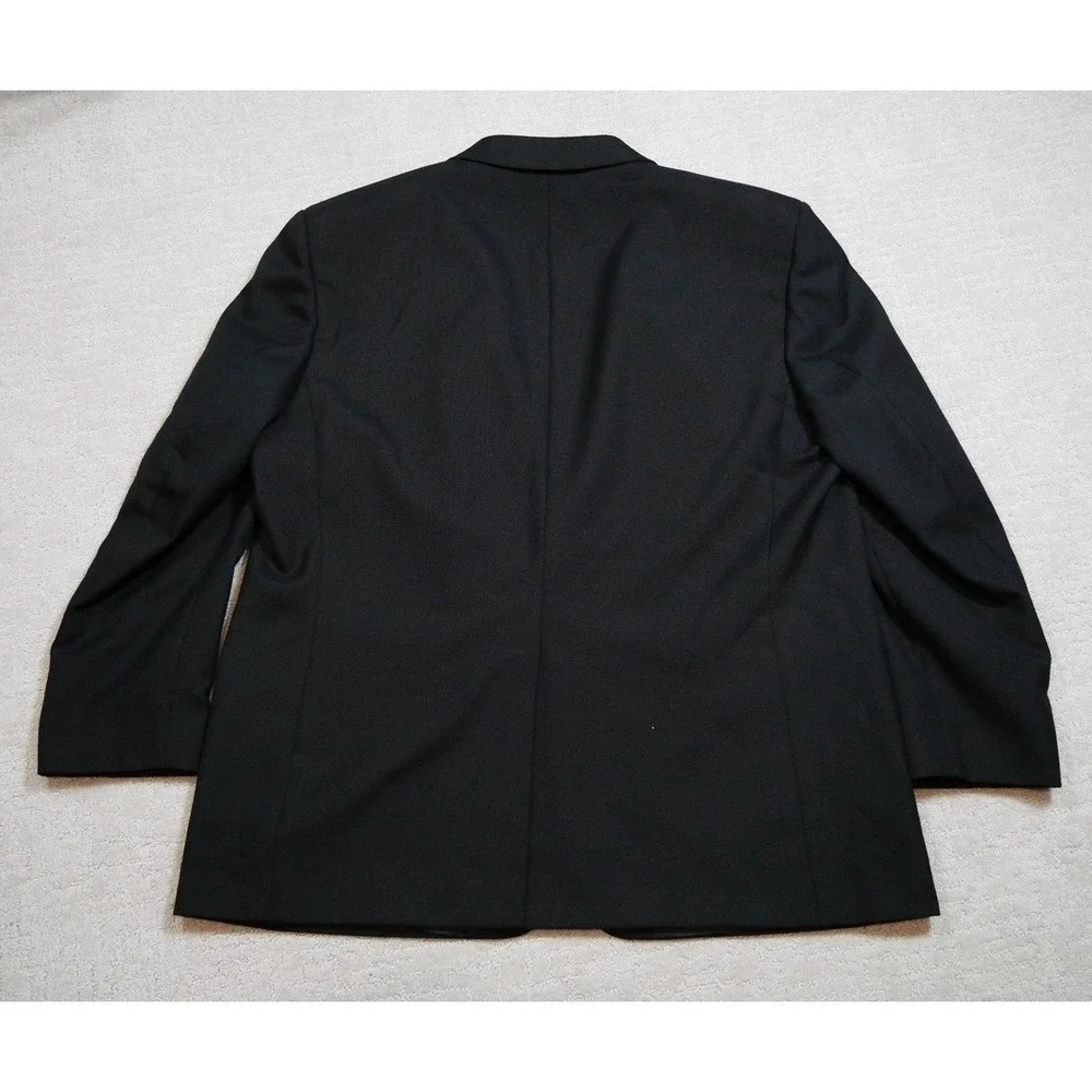 Meeting Street Men Black Blazer Sport Coat Gold Crest Buttons Wool Blend 48R
